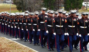 Marines marching for graduation
